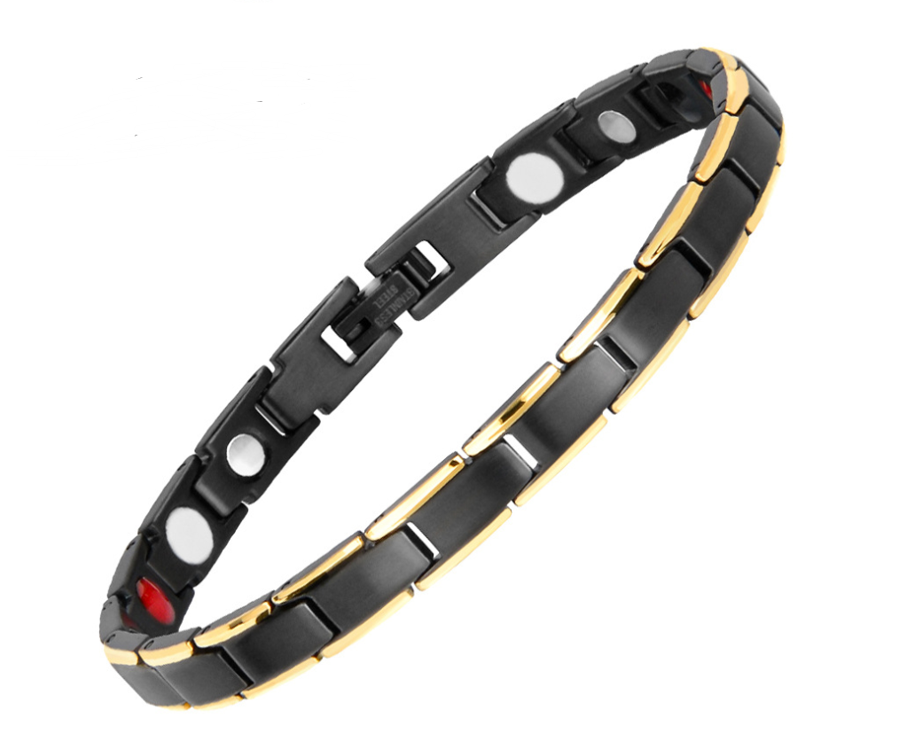 Black and gold magnetic titanium steel bracelet - Product view 1