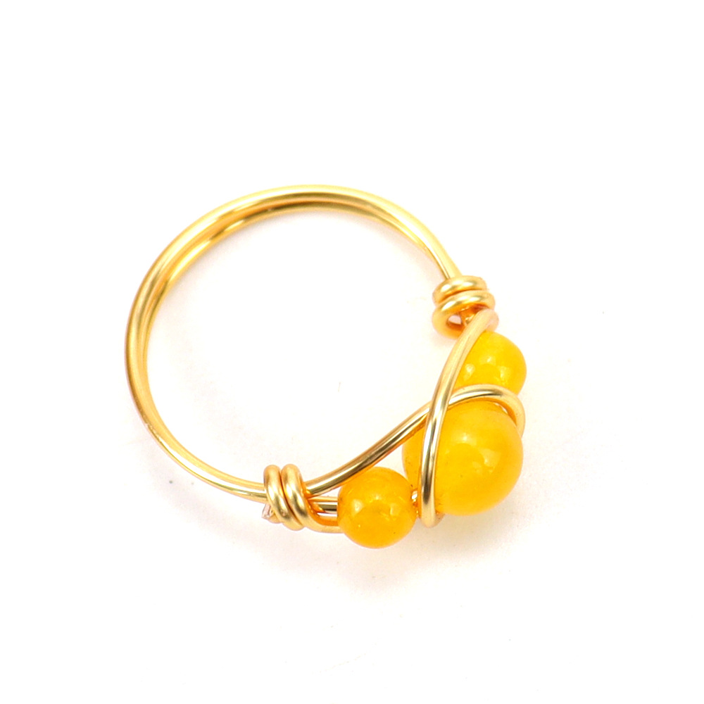 Handmade adjustable crystal bead ring wrapped with copper wire - Product view 18