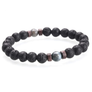 Unisex volcanic stone beaded yoga bracelet with gemstone-style accents - Main product view
