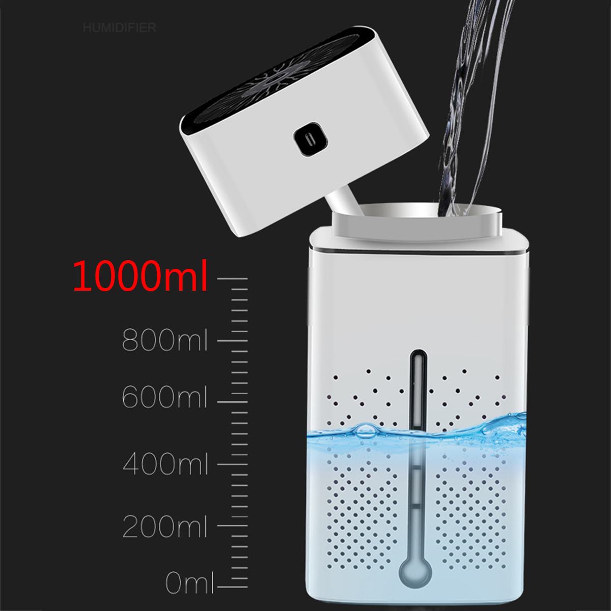 Compact USB air humidifier and purifier with 7-color LED light - Product view 1