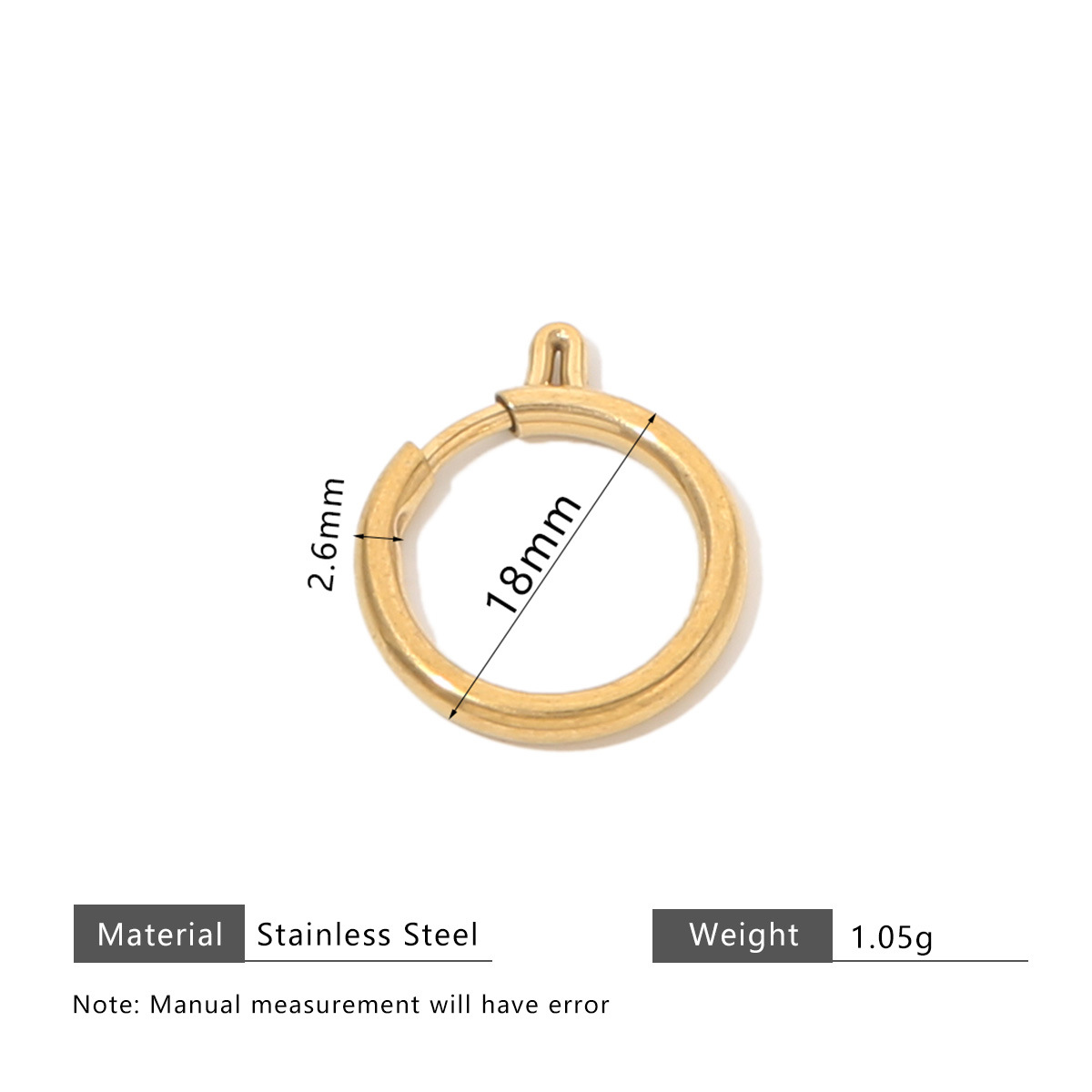 Stainless steel spring clasp DIY jewelry component in steel or gold color - Product view 11