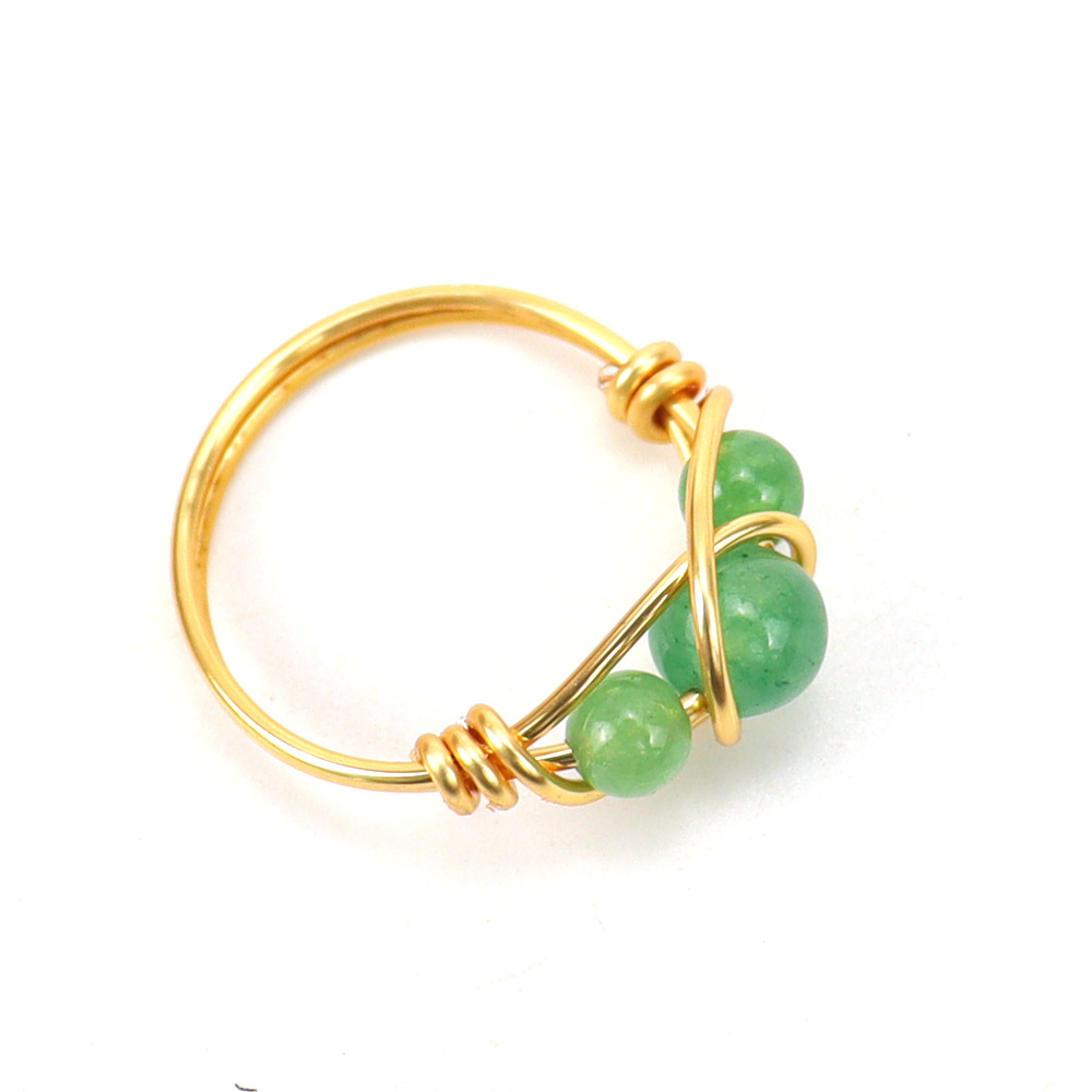Handmade adjustable crystal bead ring wrapped with copper wire - Product view 12