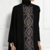 Black bohemian vintage-style turtleneck top with asymmetric hem - Main product view