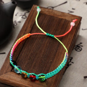 Adjustable multicolor geometric glass bead rope bracelet - Main product view
