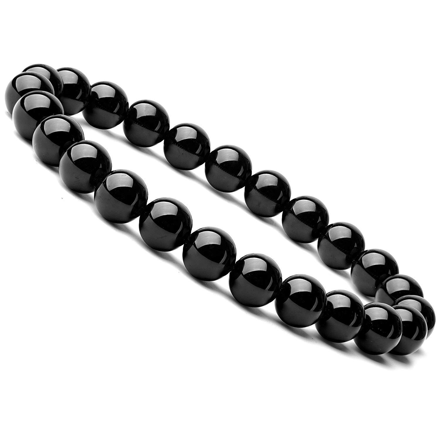 Black agate bead bracelet with geometric styling - Product view 3