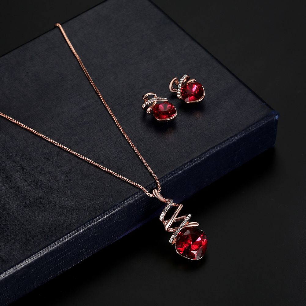 Jewelry Set Bridal Necklace Earrings Fashion Jewelry Set - Product view 1 Women's alloy necklace and matching earrings set with water wave chain - Product view 1