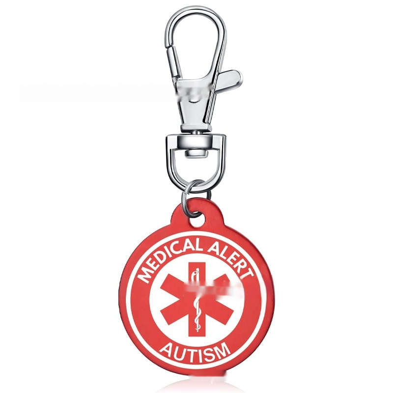 Personalized aluminum alloy medical alert keychain in a modern artistic style - Product view 4
