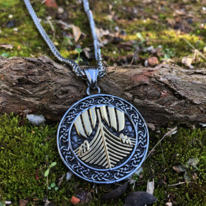 Nordic Viking battleship stainless steel pendant necklace - Main product view