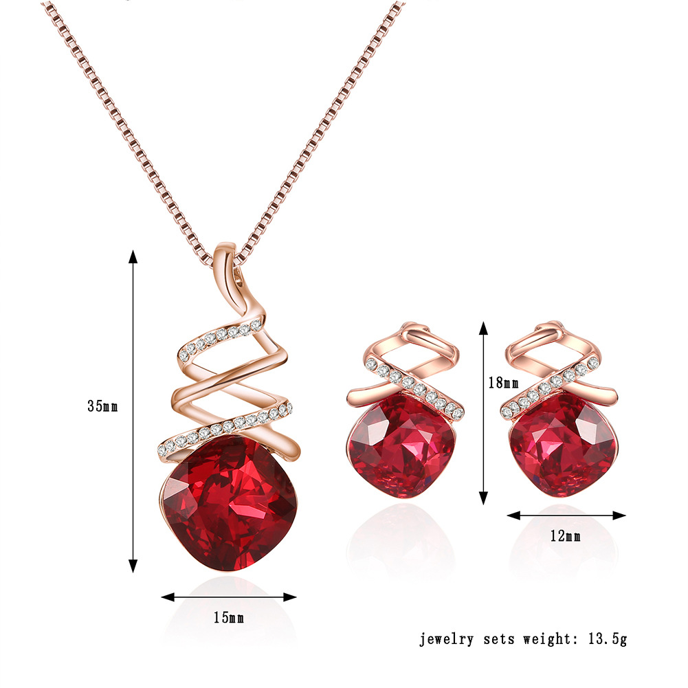 Jewelry Set Bridal Necklace Earrings Fashion Jewelry Set - Product detail 3 Women's alloy necklace and matching earrings set with water wave chain - Product detail 3