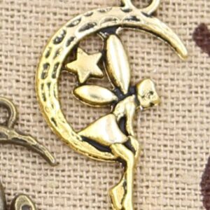 Retro moon angel pendant phone accessory in electroplated zinc alloy - Main product view