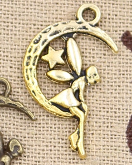 Retro moon angel pendant phone accessory in electroplated zinc alloy - Main product view