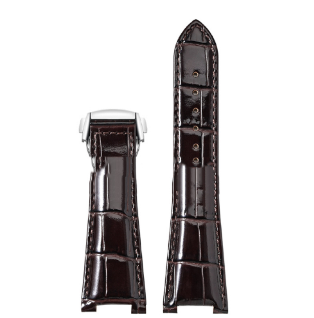 Bamboo-pattern leather watch band with colored band and metal hardware options - Product view 1