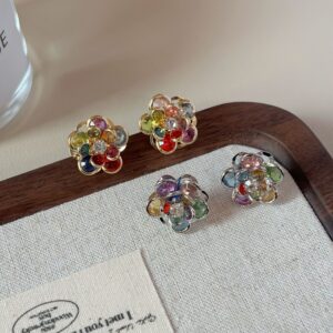 Geometric flower statement earrings in gold-tone or silver-tone finish - Main product view