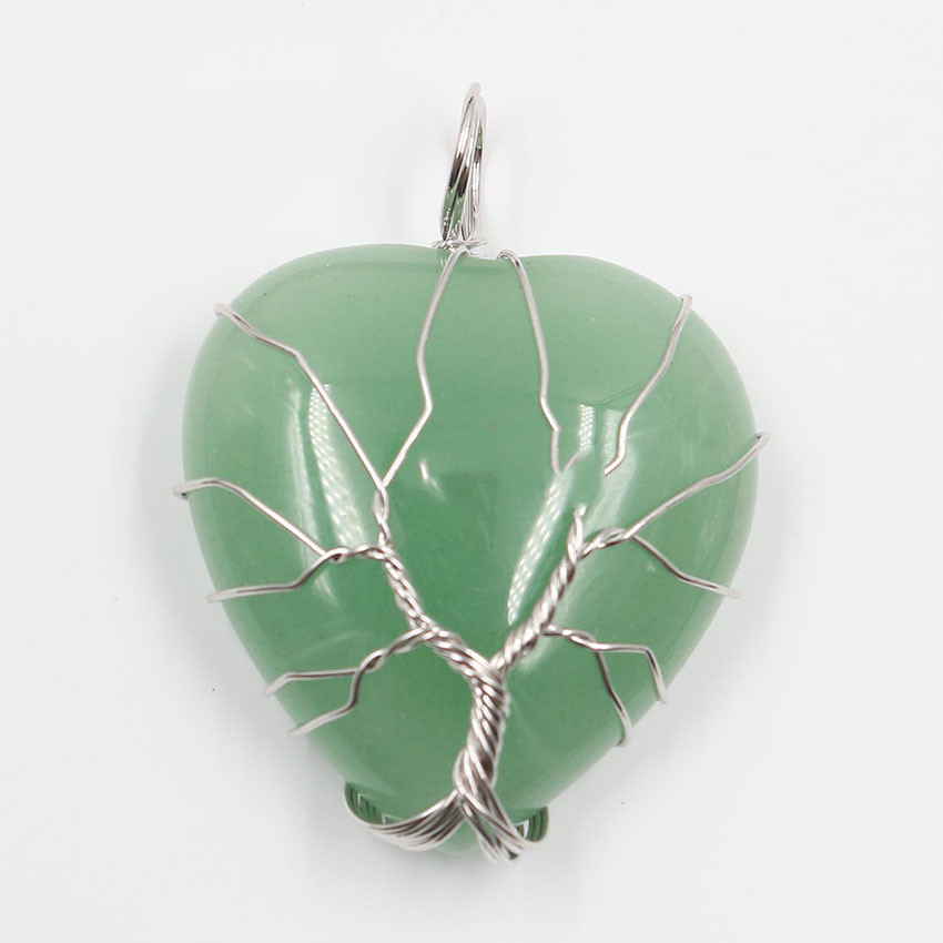 Heart-shaped Tree of Life crystal pendant necklace in a selected stone color - Product view 1