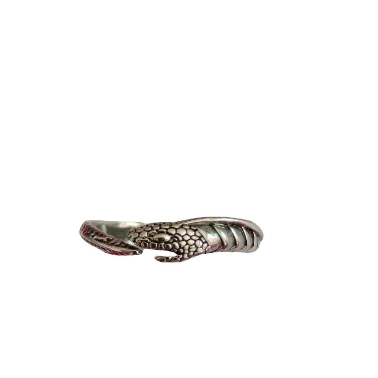 Men's adjustable copper ouroboros snake ring in silver or gold - Product view 6