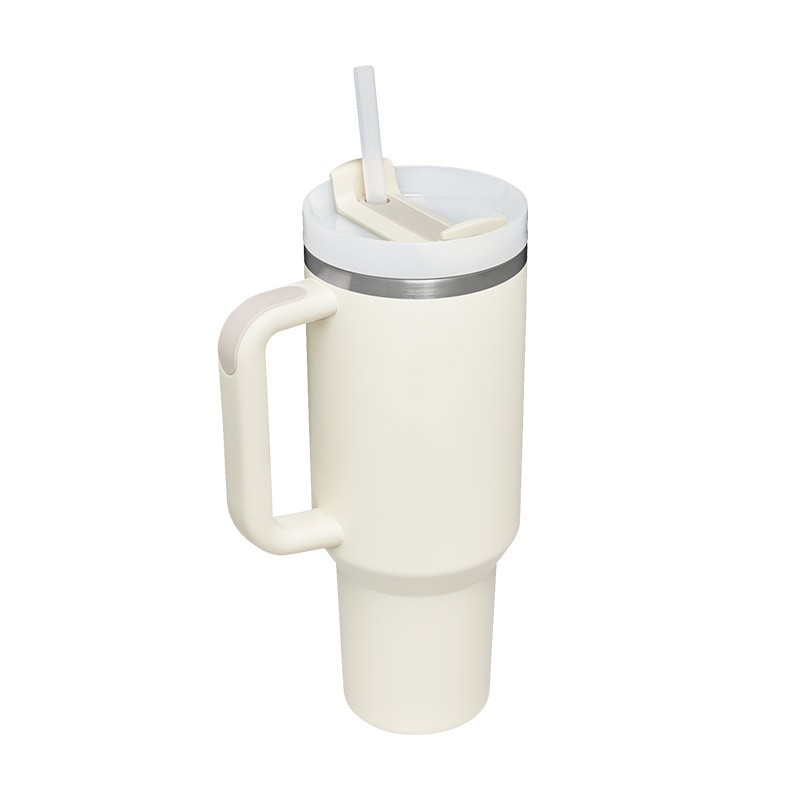 40 oz stainless steel insulated tumbler with handle straw and lid - Product view 34