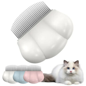 Plastic pet grooming comb with rounded teeth and ergonomic handle - Main product view