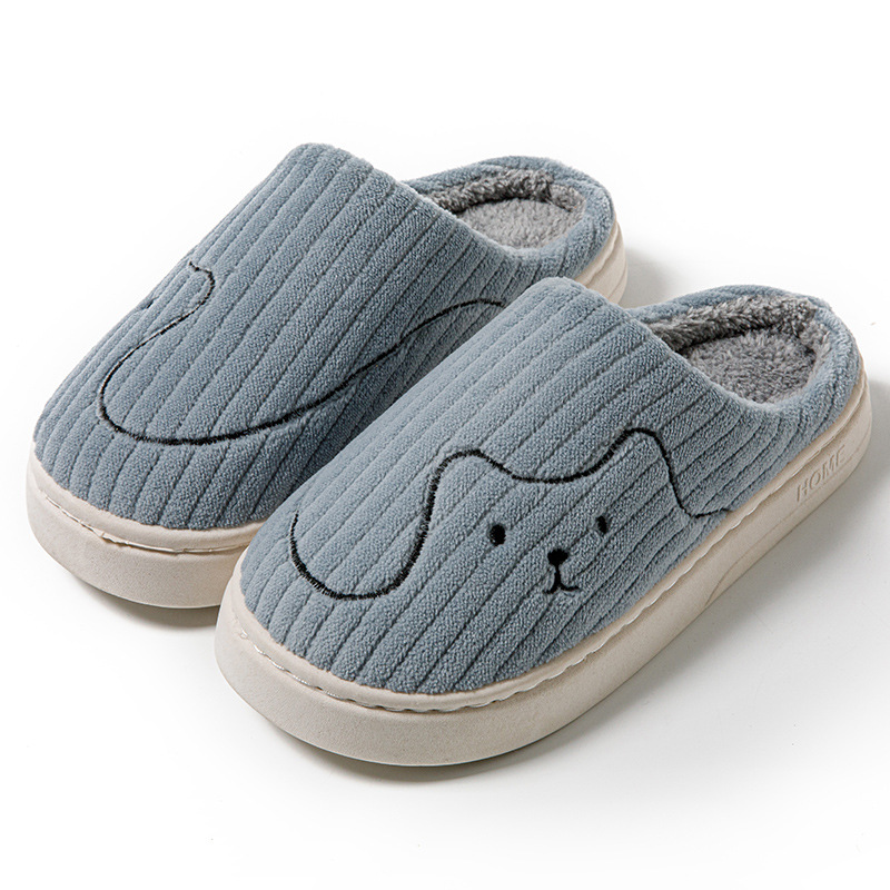 Striped plush cat slippers with rubber soles - Product view 6