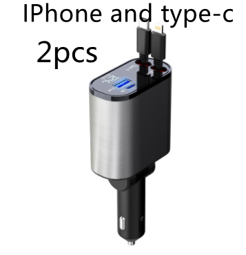 Retractable car charger with USB and USB-C cables - Product view 11