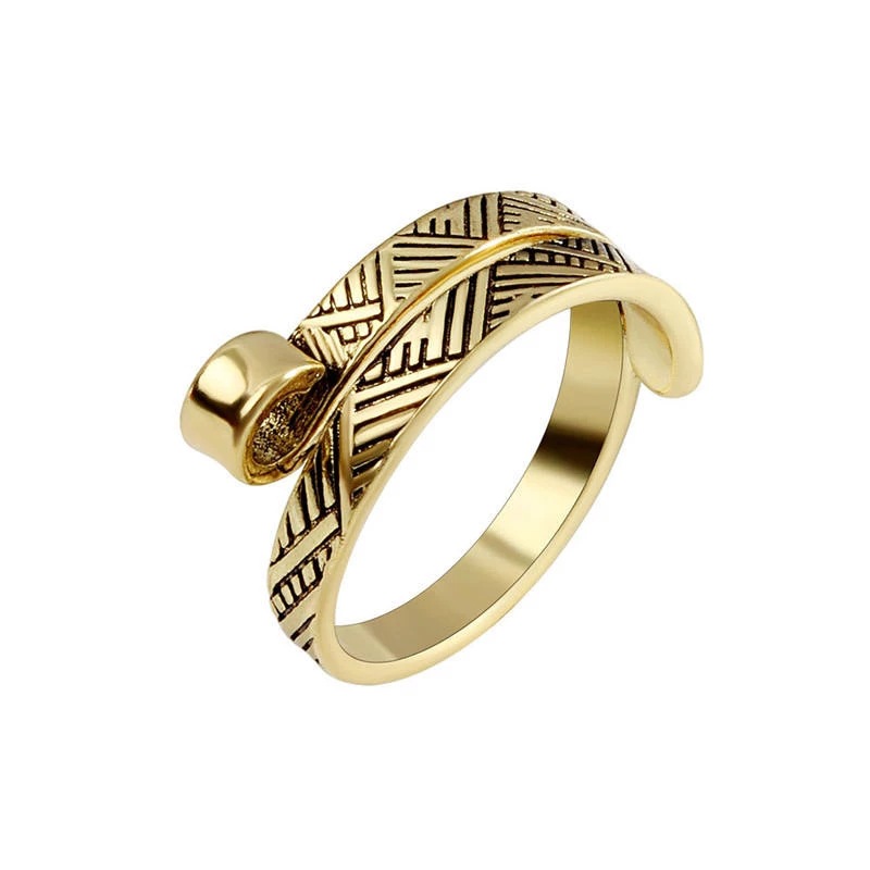 Simple electroplated alloy crochet ring with adjustable opening - Product view 6
