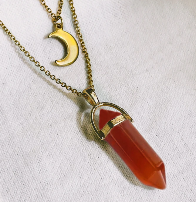 Women’s moon hexagonal column pendant necklace - Product view 8
