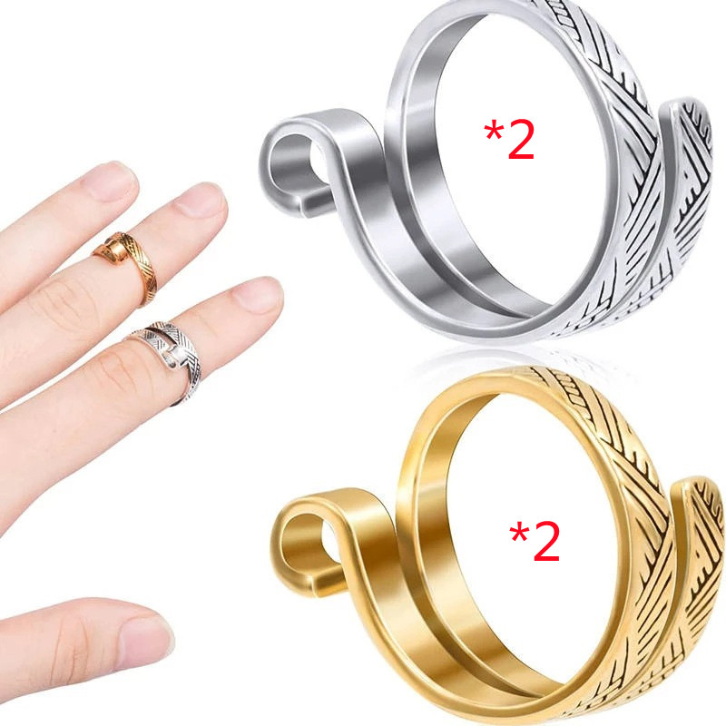 Simple electroplated alloy crochet ring with adjustable opening - Product view 2