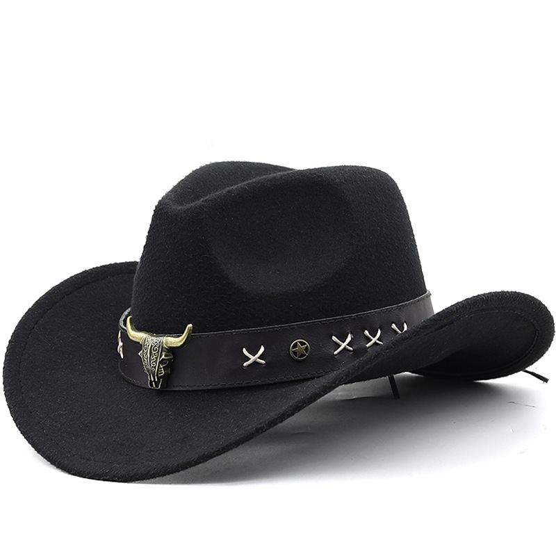 Adjustable polyester Western rolled-brim cowboy hat in retro style - Product view 11