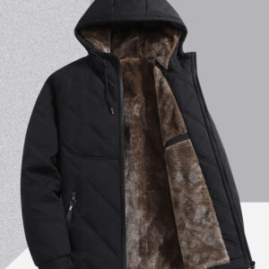 Men’s loose-fit hooded winter jacket with mid-length silhouette and side pockets - Main product view
