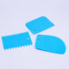 Blue three-piece plastic cake cream scraper set - Main product view