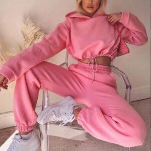 Women's two-piece printed hoodie and long pants tracksuit set - Main product view