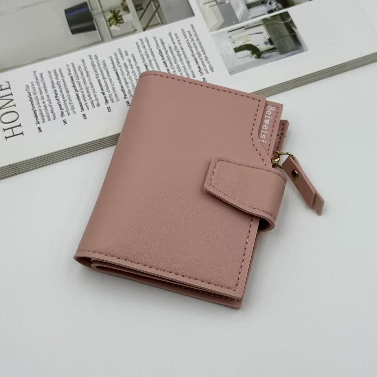 Women's trifold PU leather wallet with multiple card slots and hasp closure - Product view 9