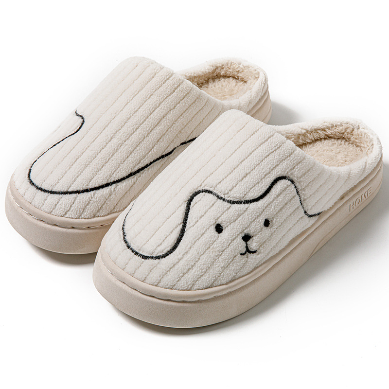Striped plush cat slippers with rubber soles - Product view 2