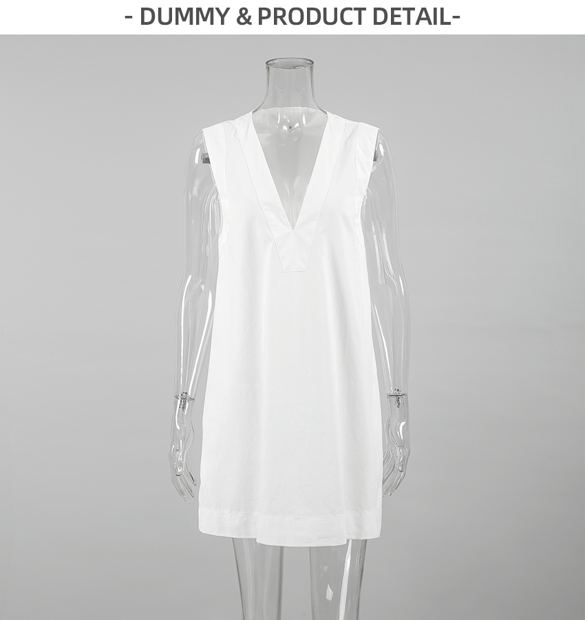 Loose And Comfortable Nightgownpajamas For Women - Product detail 5 Women’s white cotton sleeveless pullover nightgown - Product detail 5