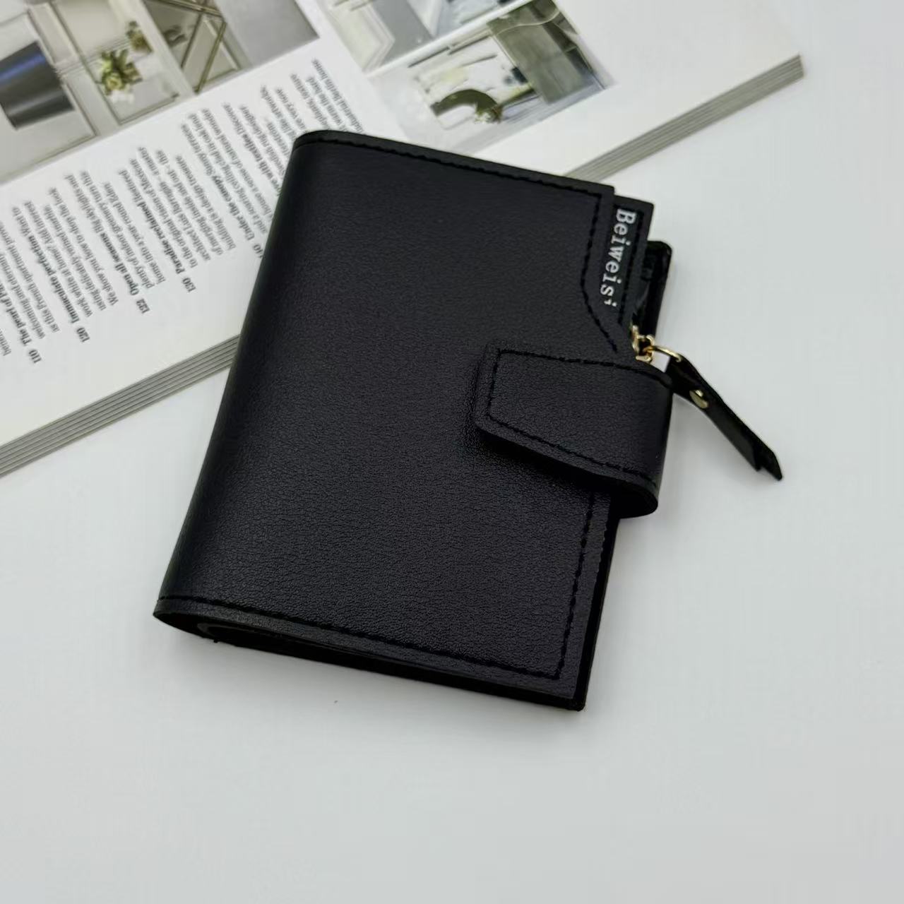 Women's trifold PU leather wallet with multiple card slots and hasp closure - Product view 10