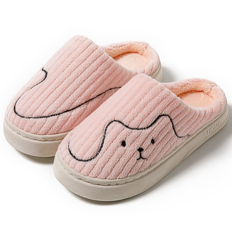 Striped plush cat slippers with rubber soles - Product view 7