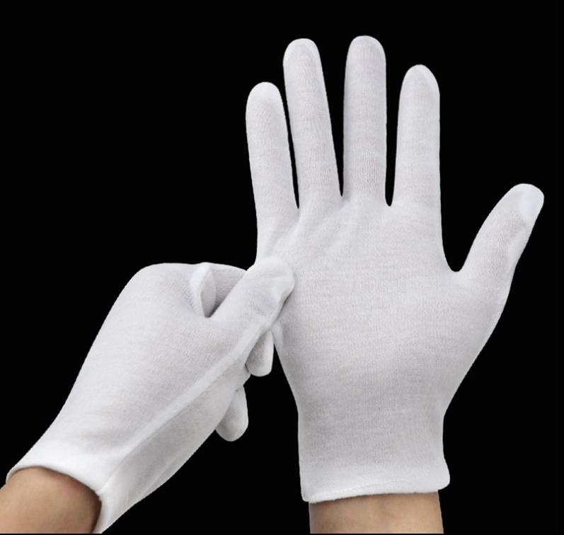 Plain white cotton dress gloves - Main product view