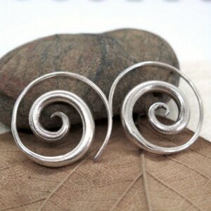 Silver-tone vintage spiral hoop earrings for women - Main product view