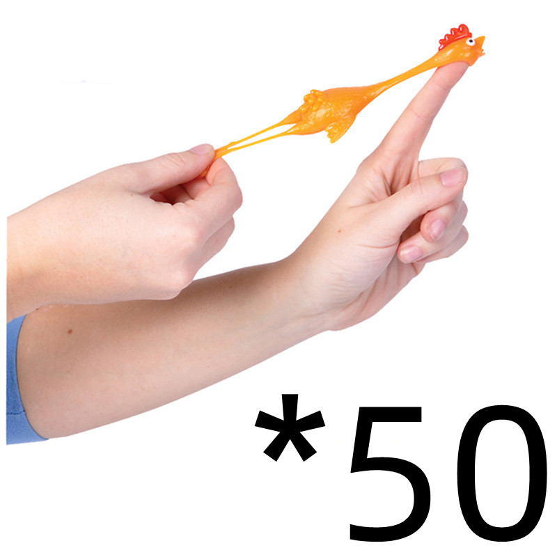 Yellow rubber chicken finger catapult prank toy - Product view 2