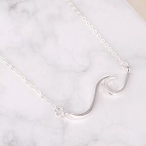 Stainless steel wave necklace in a simple modern design - Main product view