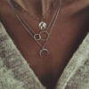 Multilayer boho moon map necklace with matching ring - Main product view