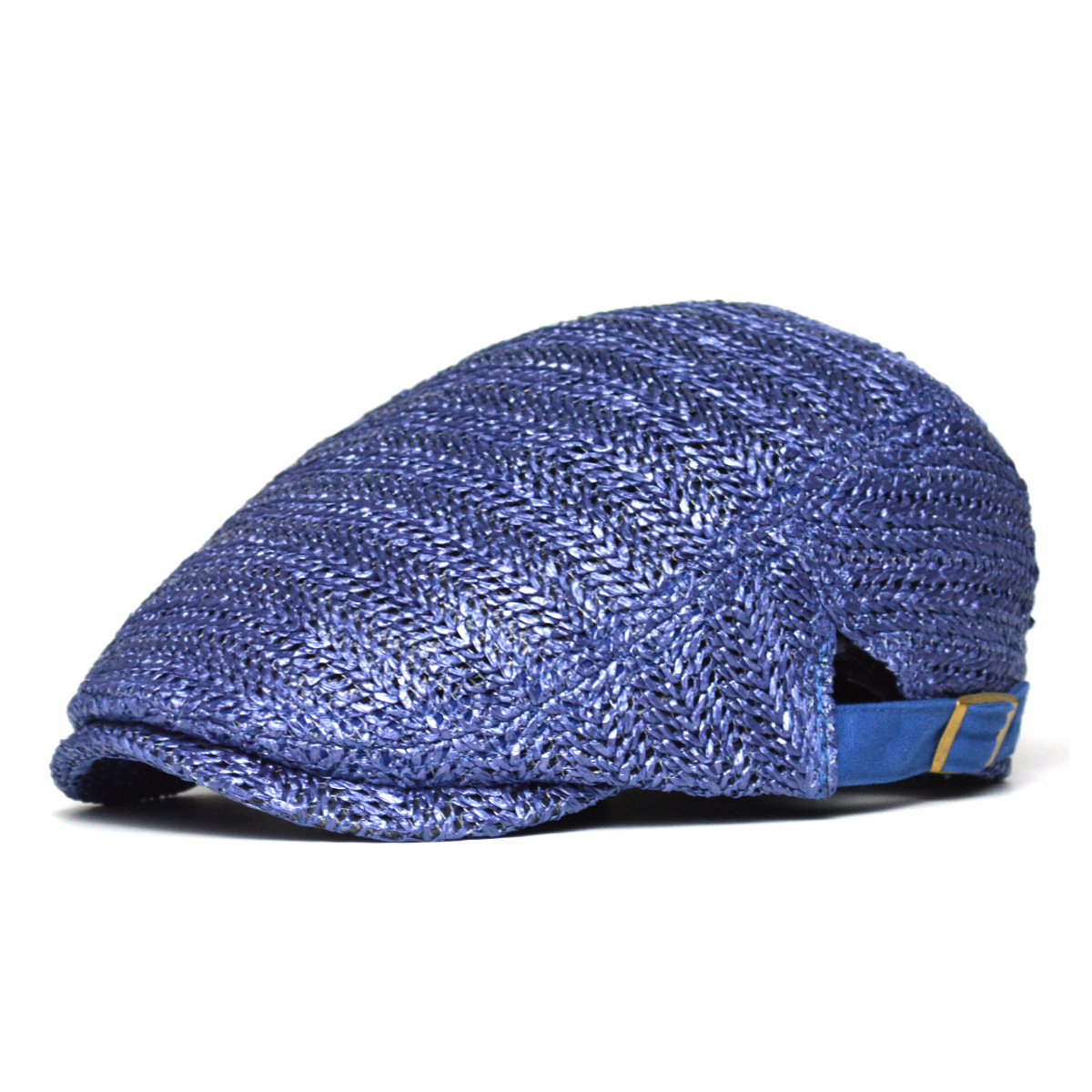 Women's summer plaid straw-weave bucket hat with round crown - Product view 9