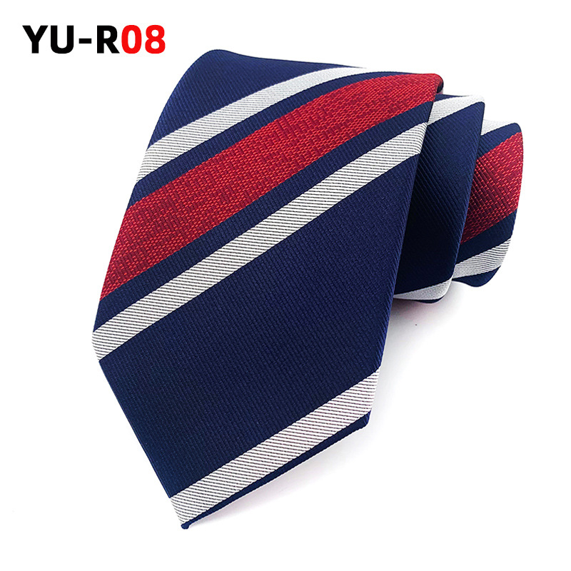 Men’s polyester jacquard tie with geometric arrow-shaped pattern - Product view 9