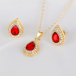 Exquisite Alloy Multi-Color Waterdrop Necklace And Earrings Jewelry Three-Piece Set - Main product view