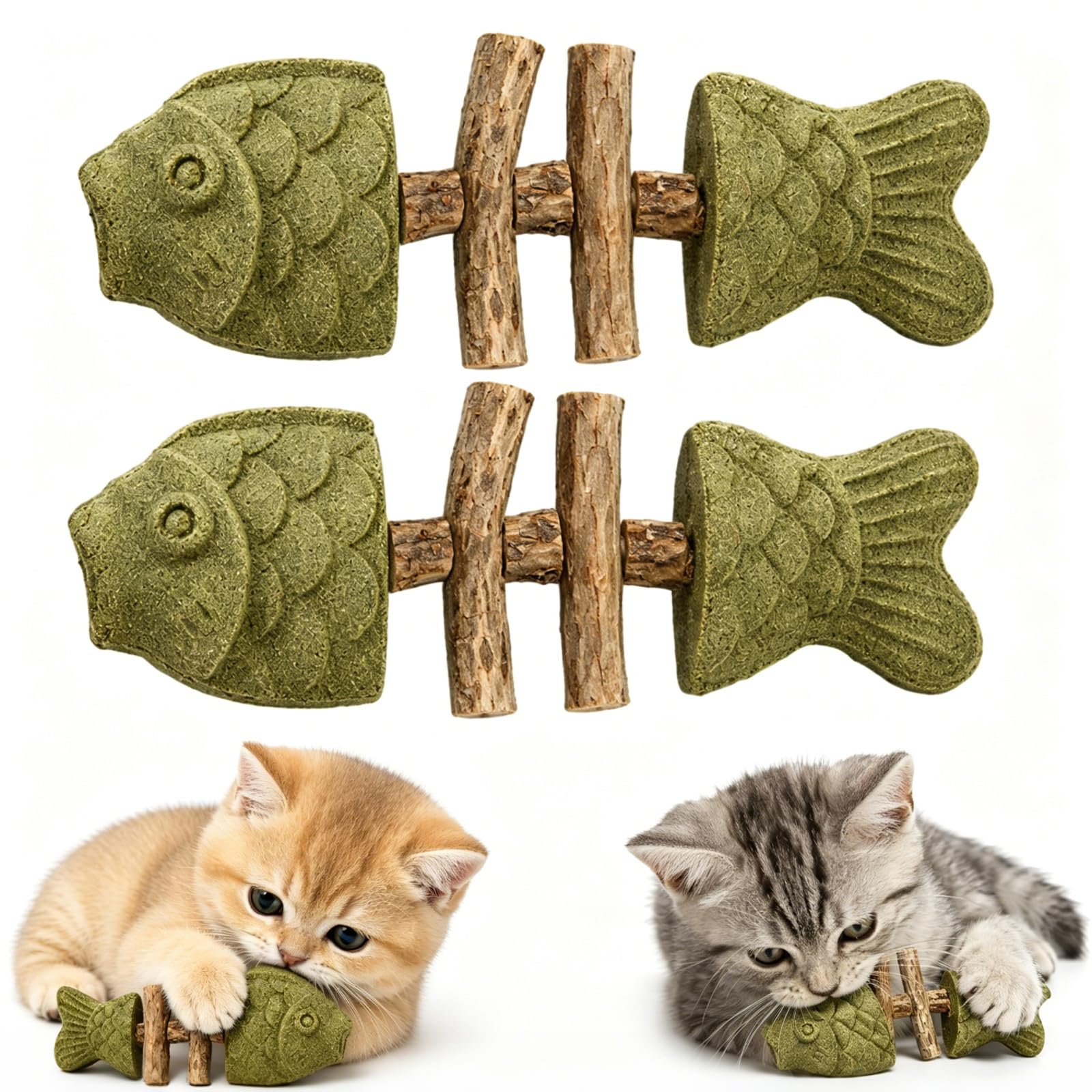 Catnip and silvervine fishbone chew toy set for cats - Product view 3