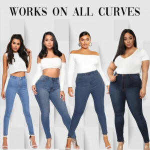 High-rise stretch skinny denim pants with faux pockets - Main product view