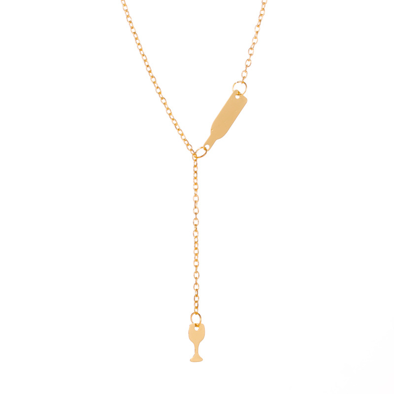 Creative wine bottle wine cup Necklace girl - Product detail 6 Women’s wine bottle pendant necklace in an electroplated alloy finish - Product detail 6