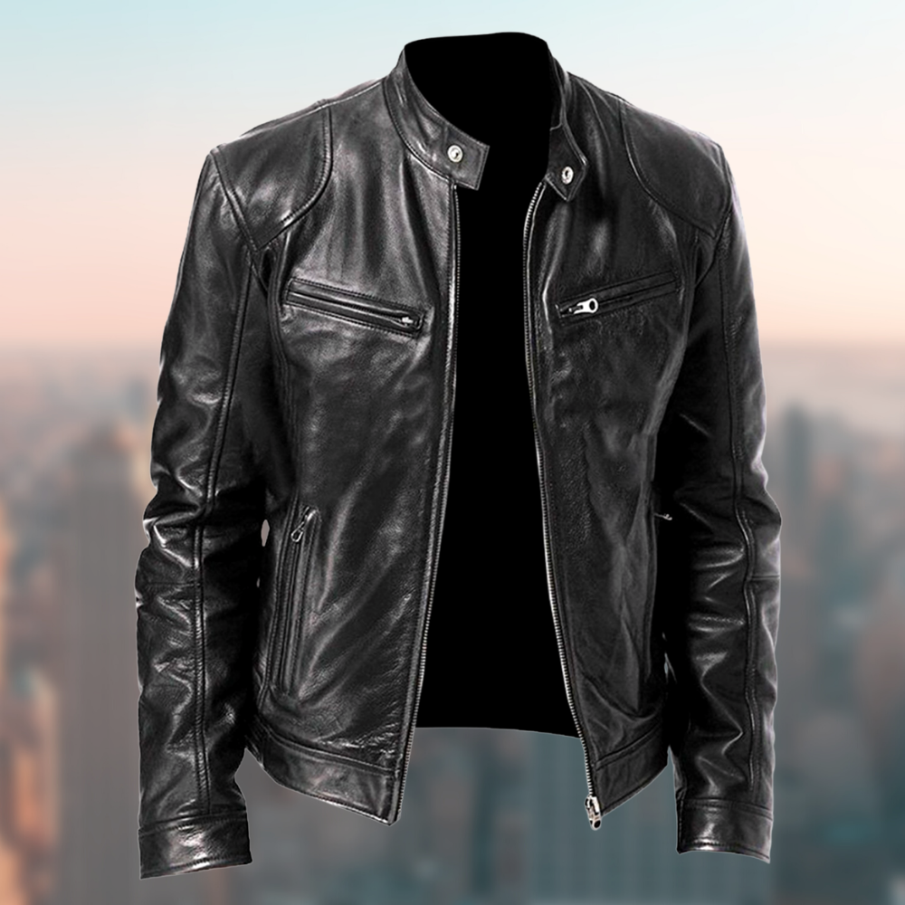 Men's warm zip cardigan jacket with pockets and decorative detailing - Product view 11