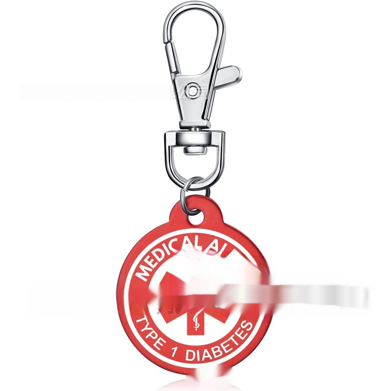 Personalized aluminum alloy medical alert keychain in a modern artistic style - Product view 8