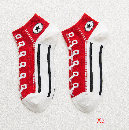 Breathable combed cotton boat socks in assorted colors - Product view 4