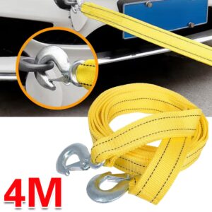 4 m fluorescent yellow nylon car tow rope with reinforced locking hooks - Main product view